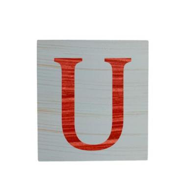 Imagem de Cubo Azul Bebê Letra Vermelho Festa Chá de Bebê Decoração 8x8x8 Cm Mdf