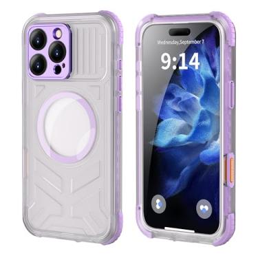 Imagem de ASKCFENV Capa roxa fosca para iPhone 16 Pro Max de 6,9 polegadas – à prova d'água, à prova de poeira, à prova de choque de grau militar, carregamento magnético sem fio, capa protetora para celular