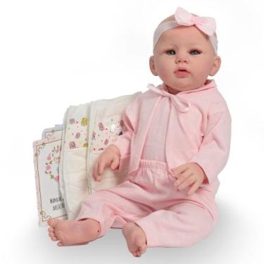 Imagem de Boneca Reborn Realista 100% Vinil 48cm Pode Dar Banho - Cegonha Reborn