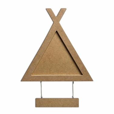 Imagem de Porta Maternidade Para Amigurumi Em Mdf Moldura Cabana Com Plaquinha Cor:NATURAL;Tamanho:20,5x23,7 cm