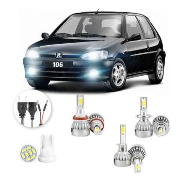 Imagem de Lampadas Led Peugeot 106 1991 A 2003 H8 H1 H7 20000lm - V10, Branco