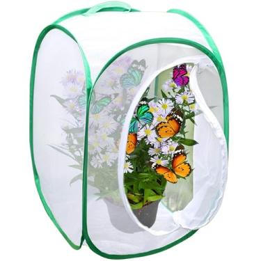 Imagem de SunGrow Habitat de gaiola borboleta para quintal, 61 cm de altura, dobrável, painel transparente para fácil visualização, cor verde, 1 peça