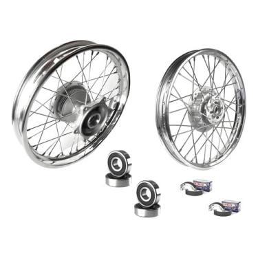 Imagem de Par De Roda Raiada 4mm Tambor Bros 125/150/160 + Lonas/Rolamentos