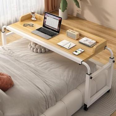 Imagem de Mesa sobre a cama com rodas com trava, altura ajustável sobre a cama, mesa multifuncional móvel cruzada para quarto/sala de estar/escritório, cama trabalho/casa de banho