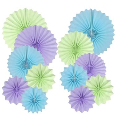 Imagem de AimtoHome Decorações de festa de leque redondo de papel, leques pendurados roxos, azuis e verdes, para monstro, coringa, esporte, festa de aniversário, chá de bebê, eventos de formatura, conjunto de
