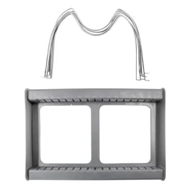 Imagem de Organizador Ajustável para Tampas de Panelas e Formas, 30,5-56cm, Cinza, 7 Suportes em Aço Inox