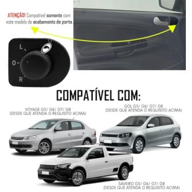 Imagem de Kit Retrovisor Elétrico Simples Gol Saveiro Voyage G5 G6 G7 Tragial