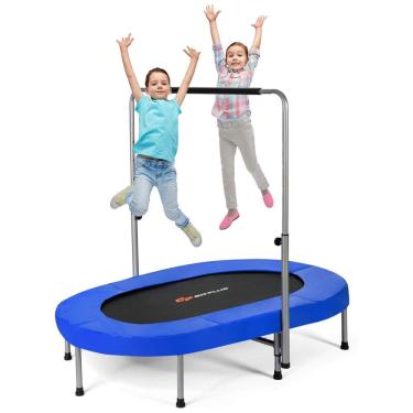 Imagem de Cama Elastica Infantil com Corrimão Ajustável para até 150 kg, GOPLUS, Azul