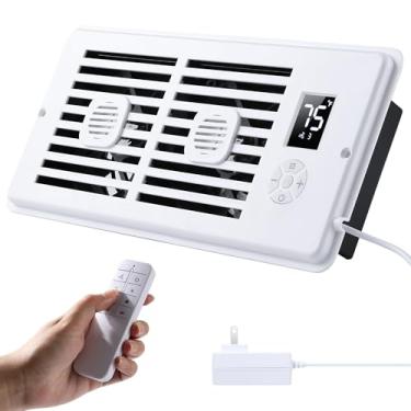 Imagem de AGPTEK Ventilador Booster Register para 4 x 10 furos de registro, ventiladores silenciosos de ventilação de ar com 10 velocidades, termostato inteligente e controle remoto, ventilador de ventilação CA
