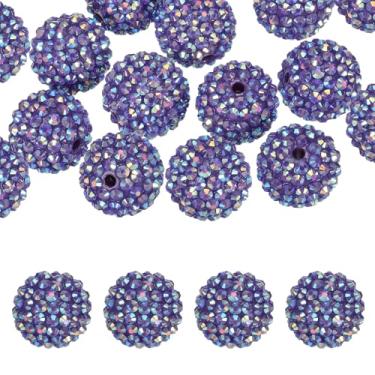 Imagem de PATIKIL Contas de strass de resina de 20 mm para caneta com contas, pacote com 10 bolas de discoteca brilhantes em pedaços redondos de chiclete para chaveiro com contas, joias para fazer artesanato