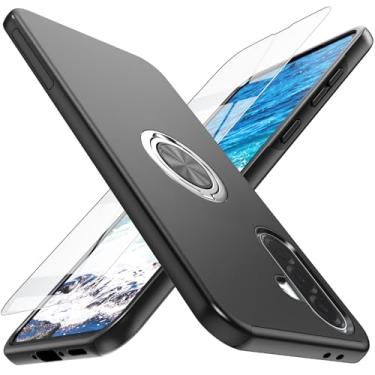 Imagem de Yamink Capa para Galaxy A36 com protetor de tela (vidro temperado), capa protetora híbrida 2 em 1, fina, resistente, à prova de choque, com anel magnético invisível para Galaxy A36/A56 de 6,7