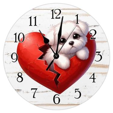 Imagem de TLTDSMY Cocker Spaniel Relógio de parede de madeira Cocker Spaniel Cão em Crack Heart Relógios decorativos de madeira sem tique-taque Relógio operado por bateria Relógios de presente para dono de
