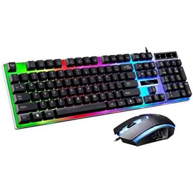 Imagem de Kit Teclado E Mouse Gamer Com Fio Usb Semi Mecanico Rgb Notebook Computador Pc Led para Jogos Jogadores Streamer Lives Confortável e Agil para Longas Horas de Jogos