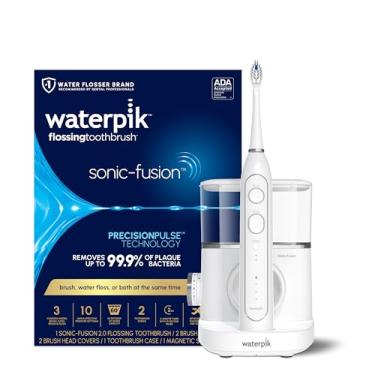 Imagem de Waterpik Escova de dentes elétrica Sonic-Fusion 2.0 profissional com irrigador bucal de água em um, branco SF-04, embalagem pode variar