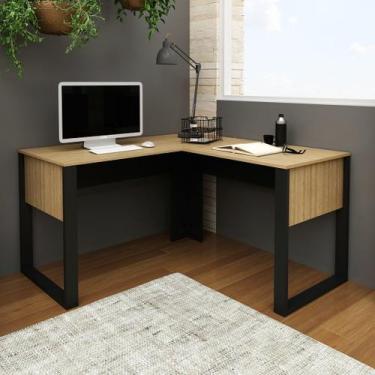 Imagem de Mesa de canto para escritório 136cm ME4181 Amêndoa/Preto - Tecnomobili