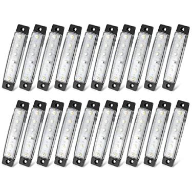 Imagem de Meerkatt (Pacote com 20) 9,5 cm Branco 6 LEDs Marcadores de Luz Laterais Indicadores de Luz Traseira Traseira Reboque Traseiro Traseiro Caminhão Capota Camper Ônibus Van ATV Lorries Barco de Ambulância 12 V DC Modelo TK12