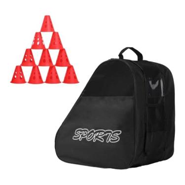 Imagem de Aymzbd Roller Skate Bag Sapatos de patinação Bolsa de armazenamento de esqui ajustável Sçap de ombro Menino Homens para crianças Bolsa de patins de patins, Preto