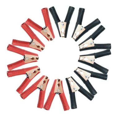 Imagem de Bonsicoky Pacote com 12 clipes jacaré isolados 100A - Grampos de bateria com mola de metal para aplicações automotivas e elétricas - preto e vermelho