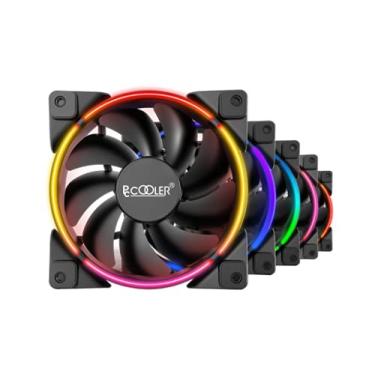 Imagem de PCCOOLER Kit FGRB Corona 5 em 1, 120 mm, 4 pinos, PWM, RGB endereçável por ventilador
