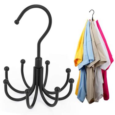 Imagem de ZEDODIER Cabides para roupas que economizam espaço, cabides rotativos resistentes com 8 ganchos, organizadores antiderrapantes de várias camisas para camisetas, moletons com capuz, preto