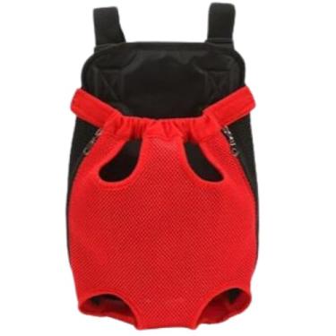 Imagem de Mochila Canguru para Transporte de Cachorros e Gatos, Tecido Acolchoado e Respirável, Alças Ajustáveis, Usada tanto na Frente Quanto Nas Costas, Passeio Com Seu Pet- QH Shopp (Vermelho, P)