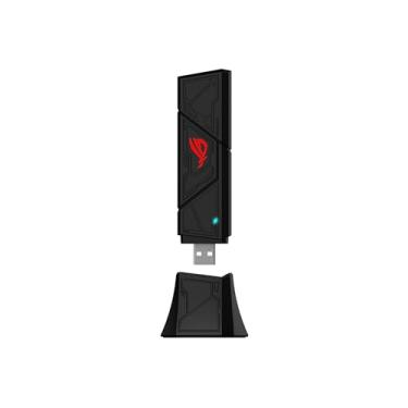 Imagem de ASUS Adaptador ROG USB-BE92 Tri-Band BE6500 WiFi 7 USB, banda de 6 GHz, suporta 4096-QAM, operação multi-link (MLO), compatível com tipo A e C, segurança de rede WPA3