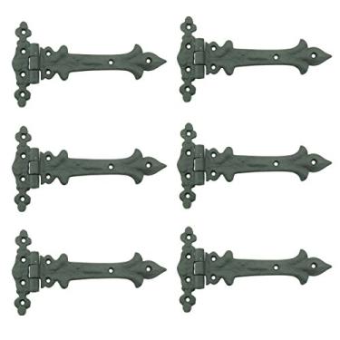 Imagem de Renovators Supply Manufacturing Dobradiça de alça de ferro forjado preto, 17,78 cm, estilo Southern Charme, ponta de lança, montagem embutida, alça resistente, dobradiças de portão e porta com