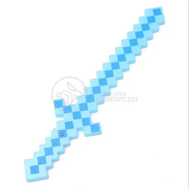 Imagem de Kit Brinquedo Espada Pixel Minecraft 58cm C/Som Luz+3 Pilhas