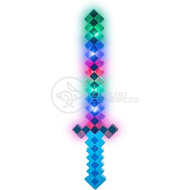 Imagem de Kit Brinquedo Espada Pixel Minecraft 58cm C/Som Luz+3 Pilhas