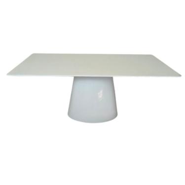 Imagem de Mesa De Jantar Cone Retangular 160x90 Cm Base Oval Laca Branca Tampo Laca Branca Cor Branco