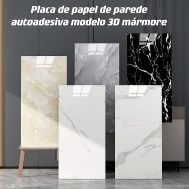 Imagem de Placa 3D Marmore Auto Adesivo Decorativo Parede 60x30cm, Amarelo