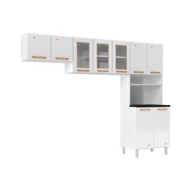 Imagem de Kit De Cozinha Compacta Diamante Smart Aço 3 Peças (2aéreos+1paneleiro) Cz23 Branco - Telasul