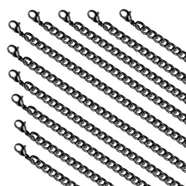 Imagem de YOUBEIYEE Pacote com 10 colares de corrente cubana preta de 45,7 cm para fabricação de joias de aço inoxidável, kit de correntes cubanas grossas