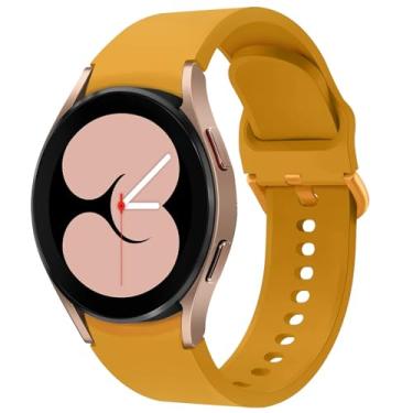 Imagem de KIMAIXA Pulseira de relógio de 20 mm, silicone compatível com Samsung Galaxy 5 de 40 mm, 44 mm/5 Pro 45 mm/4 de 44 mm/4 de 42 mm e 46 mm/3 de 41 mm/Active Active 2 pulseira esportiva macia masculina e feminina, amarela oficial