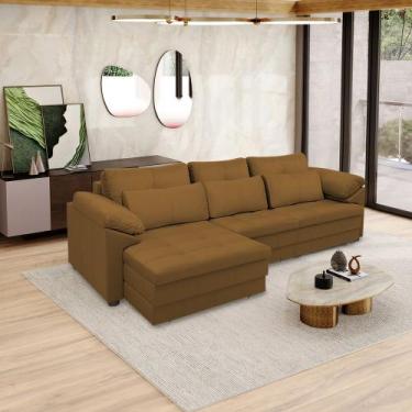 Imagem de Sofá Retrátil Manual Sala de Estar Nolan Bipartido 332cm Conforto Prem