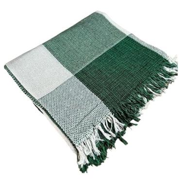 Imagem de Kit 2 Manta Para Sofá 100% Algodão Protetor Gigante 2.10x1.20(Cru c/Verde)