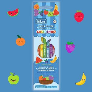 Imagem de Lápis de Cor Cheirinho 8 cores c/ Cheiro de Frutas Decorado Perfumado 