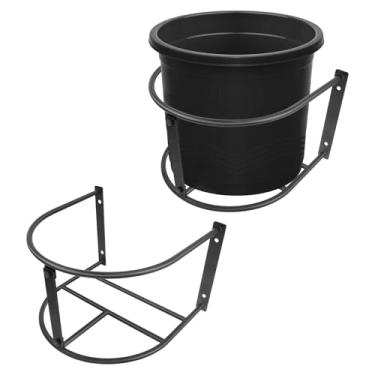 Imagem de HDYEGY Pacote Com 2 Suportes Para Baldes, Suporte Água E Ração De 5 Galões, Parede Cavalos Gado, 14,5 X 13,6 9,2 Pol.