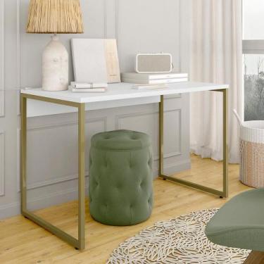 Imagem de Escrivaninha 1,20m Estilo Industrial Vancouver Dourado/branco - M.a - 