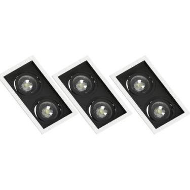 Imagem de 3 Spot Duplo Embutir Recuado Branco e Preto PAR20 E27 - SAVE ENERGY