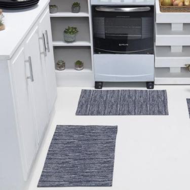 Imagem de Par de Tapete Jacquard Antiderrapante Cozinha Banheiro Quarto Sala - A