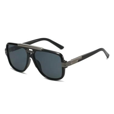 Imagem de Óculos de sol Bridge Shades masculino e feminino, óculos escuros grandes e elegantes anti-UV (preto-preto)