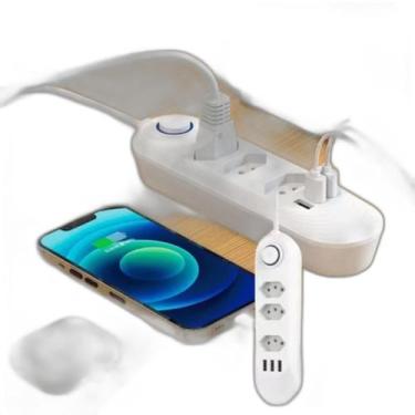 Imagem de Régua Elétrica 3 Tomadas Usb Bivolt Metálico Televisão - Zonne