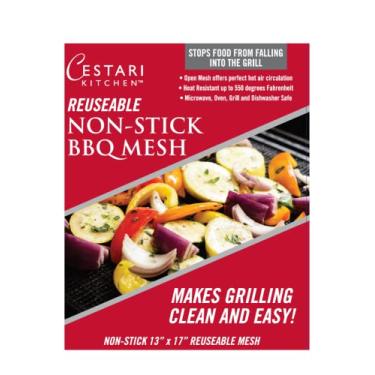 Imagem de Tapetes de churrasco extragrandes, antiaderentes, para churrasco, substitui cesta de churrasqueira de vegetais e peixes, tela de pizza | Tapete de malha antiaderente resistente de polipropileno antiaderente para grelhas, defumadores, forno, 2 peças, cortado para servir