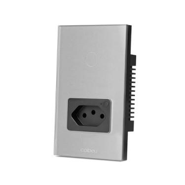 Imagem de Interruptor Inteligente WiFi com Tomada, Interruptor Smart Sem Fio Doméstico Multifuncional, Controle Remoto de Eletrodomésticos Por Celulares, Cinza, 1 Botao, 10A
