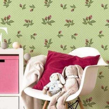 Imagem de Papel de Parede Adesivo Floral Verde 74779309 Rolo 0,58x3M - Adesivo B