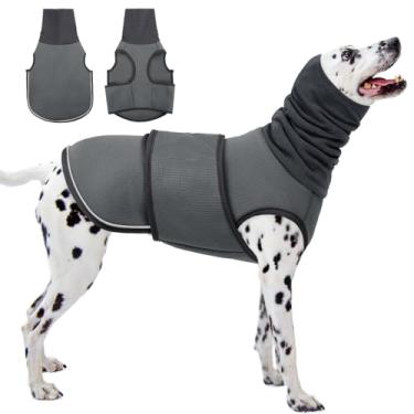 Imagem de KOESON Moletom com capuz calmante para cães, jaqueta Pet Thunder com envoltório de orelha, colete respirável antiansiedade para cães, fogos de artifício, viagens, separação, envoltório confortável