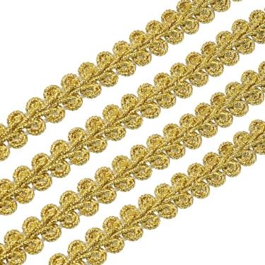 Imagem de Zorveiio Acabamento de renda trança metálica de 27 metros, fita de renda com estampa de flor, acabamento em centopéia dourada, 10 mm de largura, trançado para casamento, bijuterias de fantasia
