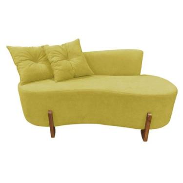 Imagem de Namoradeira Sofá Feijão Luna Orgânica Veludo Amarelo - Mansão Decor