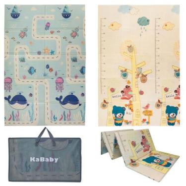 Imagem de Tapete Infantil Dobrável Dupla Face - Kababy, Baleia e Urso,, 180x120x